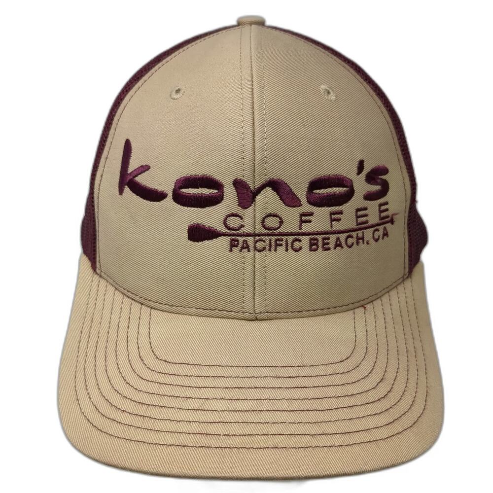 Richardson Trucker Hat Beige Purple One Size Mesh Snapback Coffee Logo Cafe PB